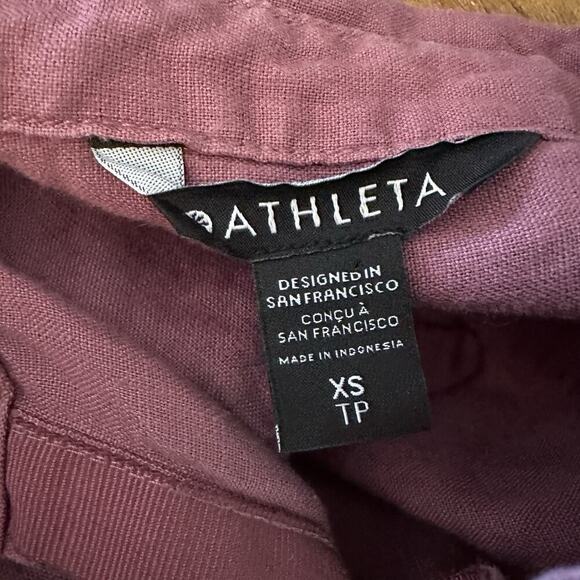 Athleta Womens Playa Linen Shirt Button Down Size XS in Tawny Rose Beach Resort - Picture 4 of 5
